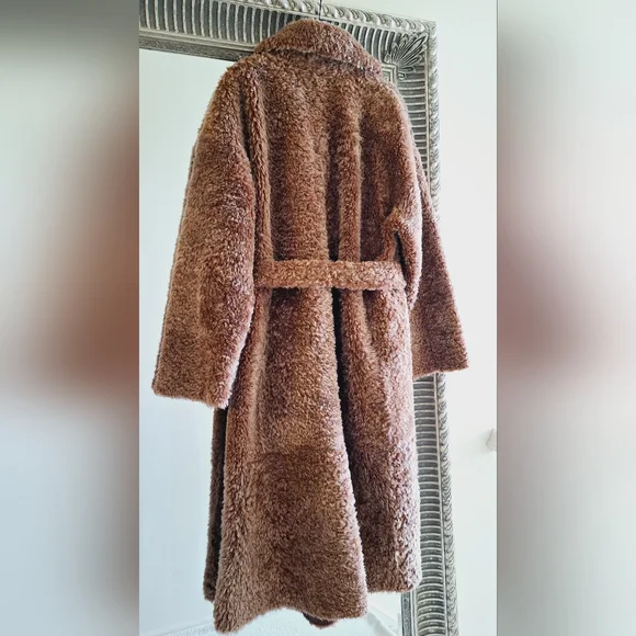 NWOT ULLA JOHNSON Rosetta Belted Shearling Coat Brown Sz L Org $4,330 - Picture 7 of 12